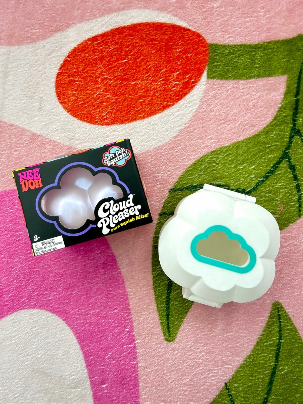 Cloud Pleaser Kids Squish Toy - White with Teal Accent
